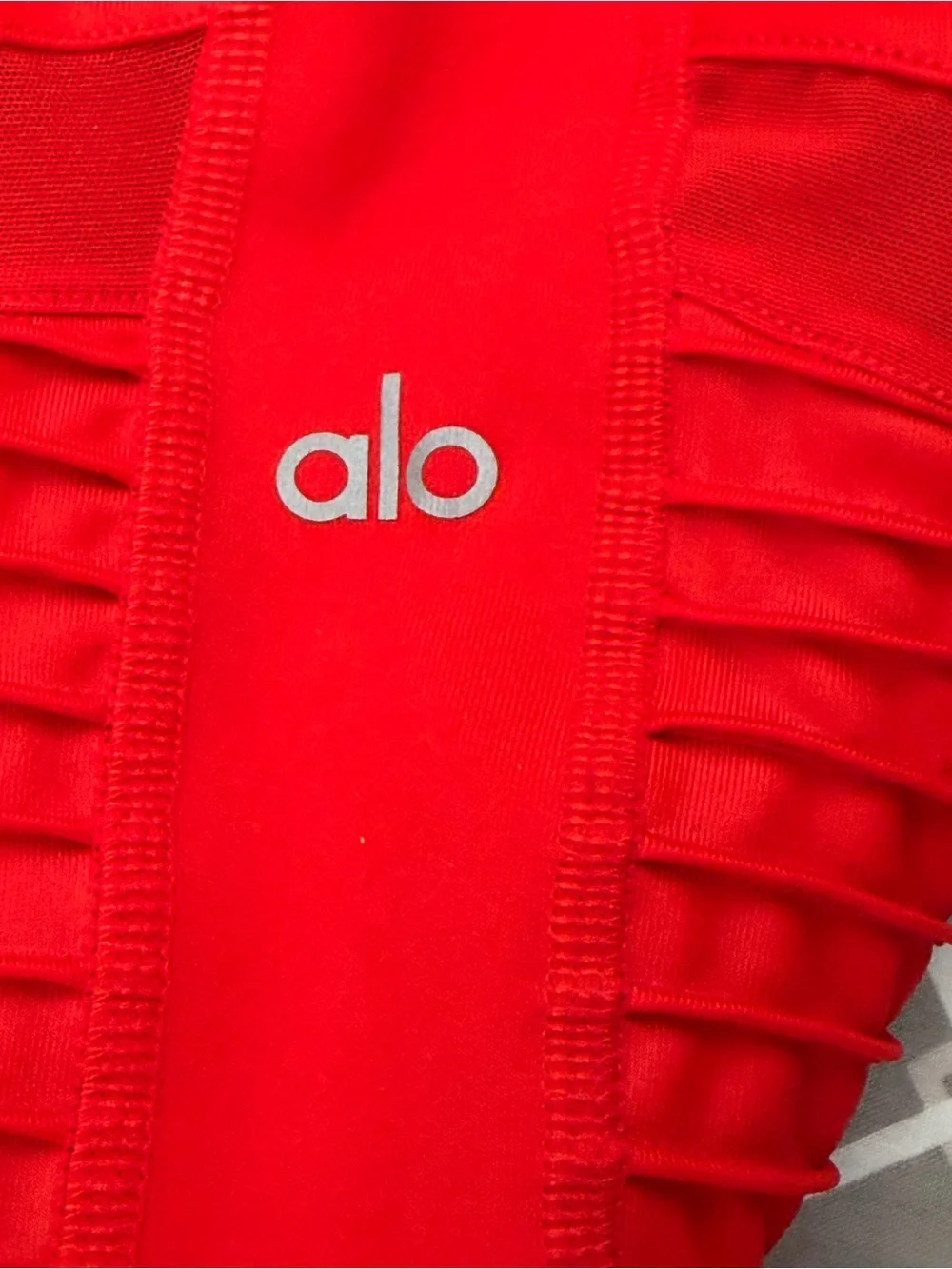 Alo Yoga High Waist Mesh Panel Moto Leggings Women's Sz Medium Reddish Orange